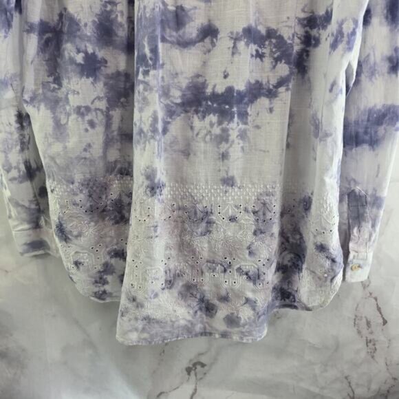 Anthropologie Shirt Womens Large Button Up Tie Dye Pilcro Purple Pink Long - Picture 8 of 13